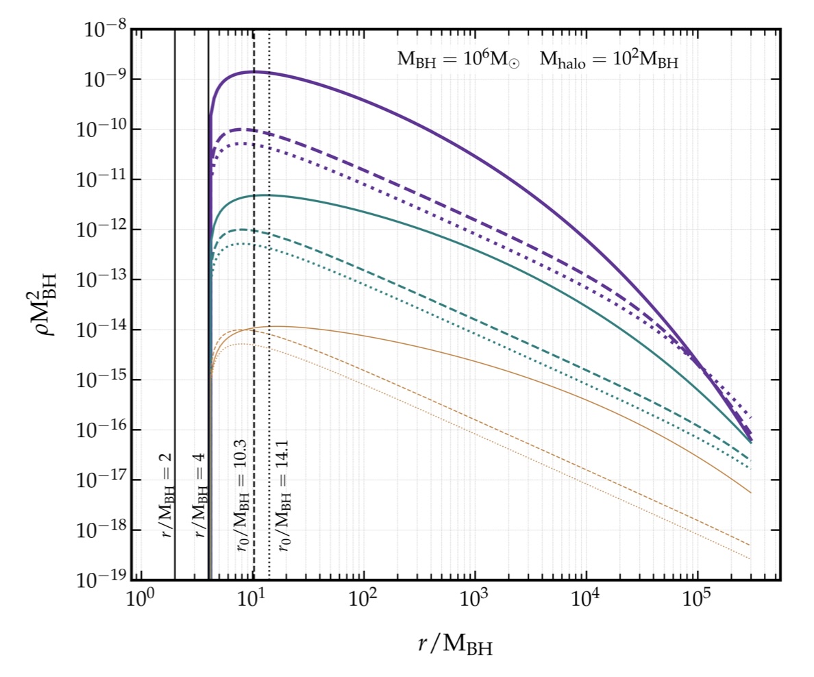 Density profiles as a function of distance from a massive black hole