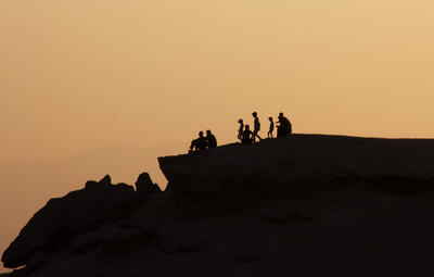 Silhouette at the desert sunset
